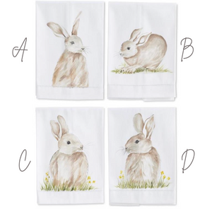 Hand-Painted Bunny Guest Towels