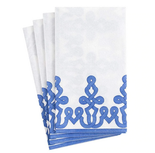 Riviera Blue Dessin Passementerie Paper Linen Guest Towel Napkins