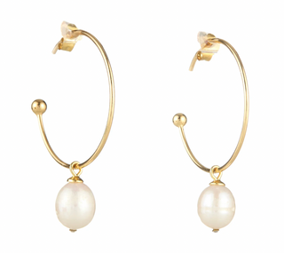 Pearl Dangling Hoop Earrings