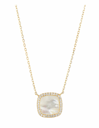 Pavé Cz Square Mother of Pearl Necklace