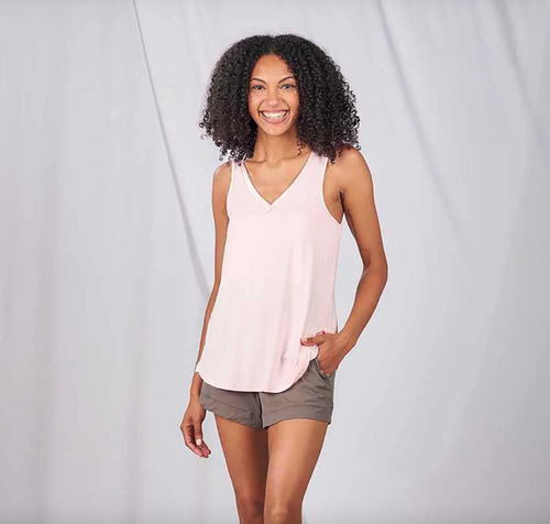 Bamboo Double-V Tank - Pink