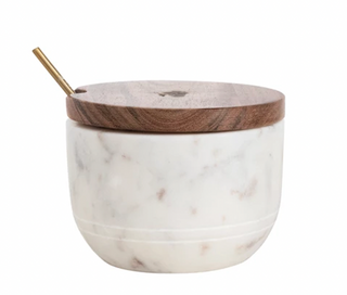 Marble & Acacia Wood Bowl with Lid