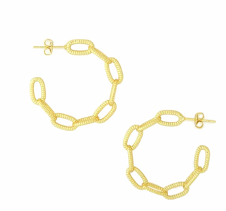 Textured Paperclip Chain Link Hoop Earrings