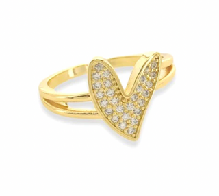 CZ Script Heart Ring