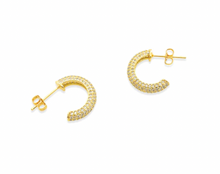 Cz Pave Set Half Hoop Earrings