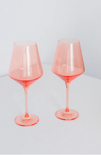 Coral Peach Pink Estelle Stemmed Wine Glass