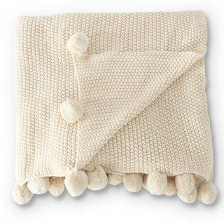 Cream Moss Stitch Knit Throw