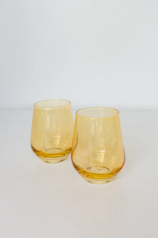 Yellow Estelle Stemless Wine Glass