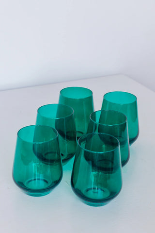 Emerald Green Estelle Stemless Wine Glass