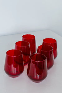 Red Estelle Stemless Wine Glass