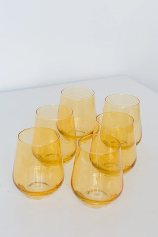 Yellow Estelle Stemless Wine Glass