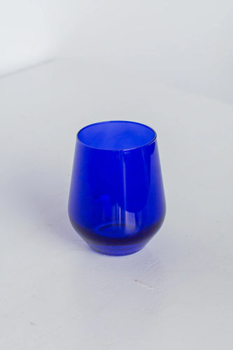 Royal Blue Estelle Stemless Wine Glass