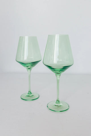 Mint Green Estelle Stemmed Wine Glass