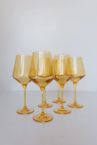 Yellow Estelle Stemmed Wine Glass