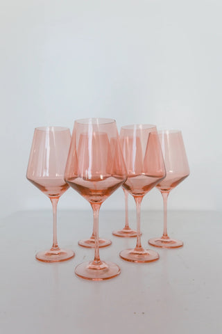 Blush Pink Estelle Stemmed Wine Glass