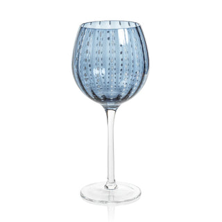 Portofino Navy Wine Glass / White Dot