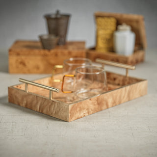 Leiden Burl Wood Tray