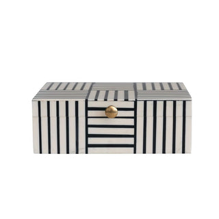 Striped black and white resin box