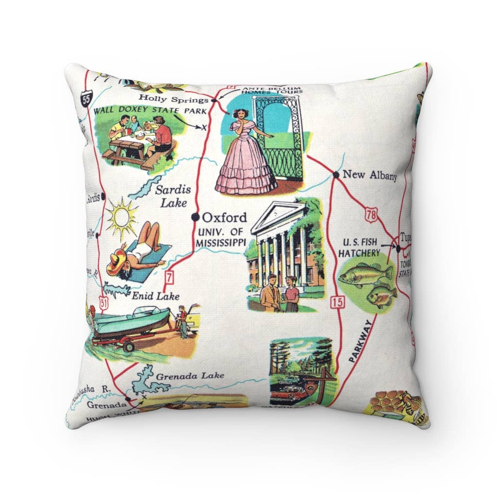 Daisy Mae Designs - University of Mississippi Ole Miss Map Pillow