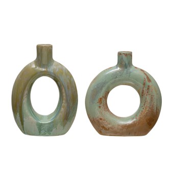 Stoneware Cutout Reactive Glaze Vase