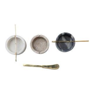 Marble Bowl & Knife Set