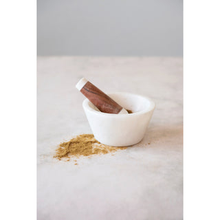 Marble & Acacia Wood Mortar and Pestle