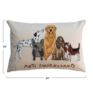 Dog Cotton Slub Lumbar Pillow