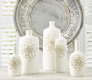 Ceramic Bottle With White Carnation