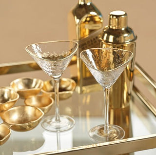 Aperitivo Triangular Martini Glass - Gold Rim