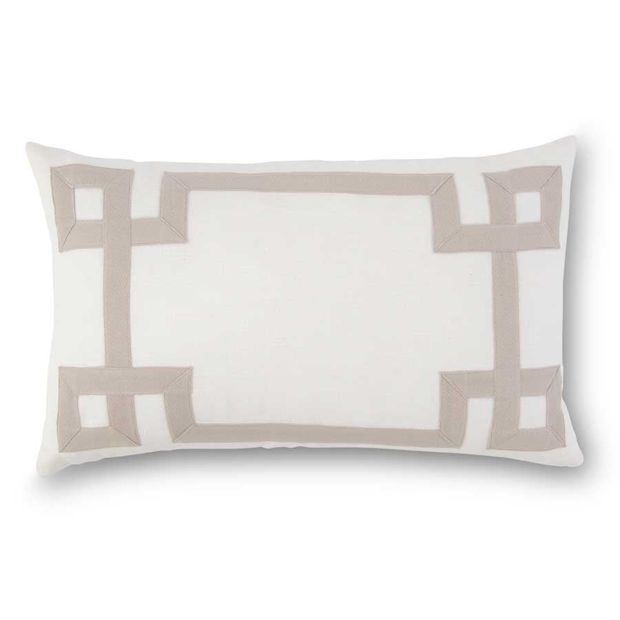 Lumbar White Linen Geometric Pillow