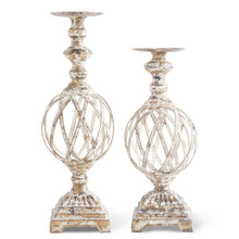 Washed woven metal candleholders
