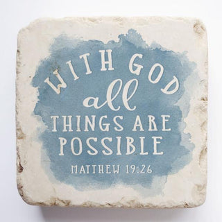 Stone Art - Matthew 19:26 Watercolor