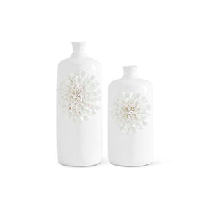 Ceramic Bottle With White Carnation