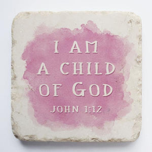 Stone Art - John 1:12 - Large Block Pink