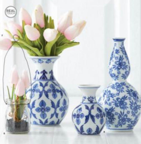 Blue and White Porcelain Bud Vases