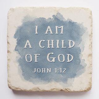 Stone Art - John 1:12 - Large Block Blue