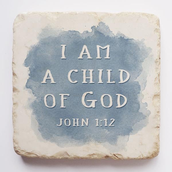 Stone Art - John 1:12 - Large Block Blue