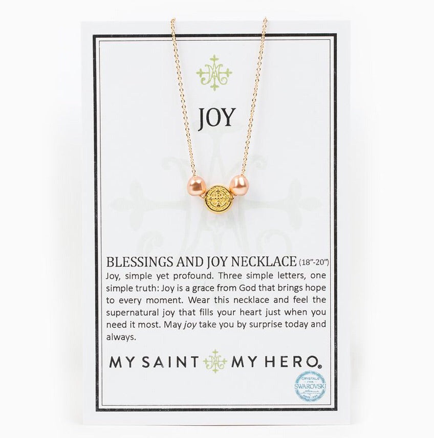 blessings and joy necklace rose gold/gold