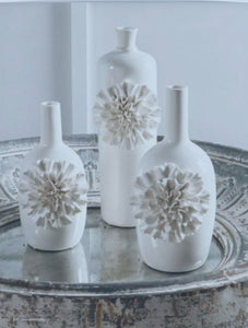 White ceramic vase w white carnation