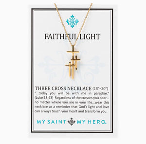 Faithful Light Three Cross Necklace