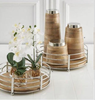 Wood and metal wire trays