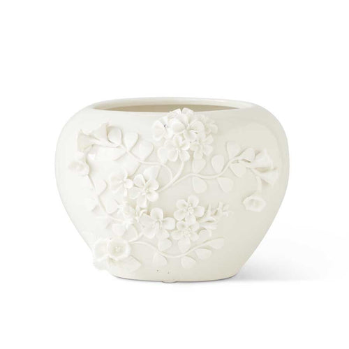 White Ceramic Pot w Jasmine Flowers