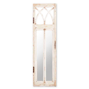 Distressed white wood door panel mirror 71"