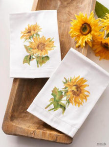 Handpainted sunflower guest towel