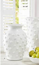 Glazed terracotta vase with polka dots