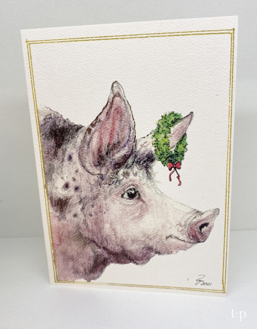 Holiday Pig Notecard