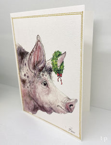 Holiday Pig Notecard