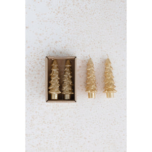 Tree Shaped Taper Candles with Gold Tips