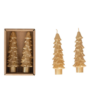 Tree Shaped Taper Candles with Gold Tips