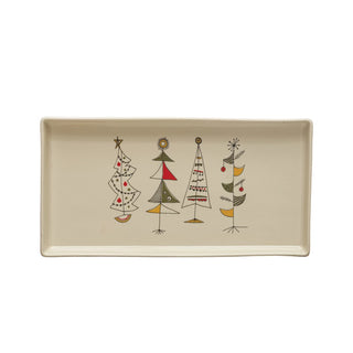 Christmas Trees Stoneware Tray